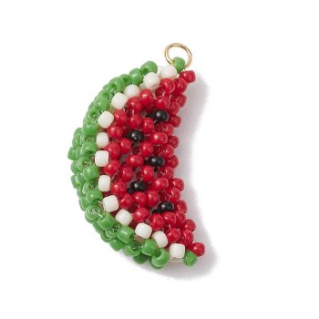 Sandía roja tejida abalorios 27x16x7mm