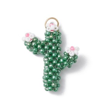 Cactus tejido abalorios verde 29x24x7mm